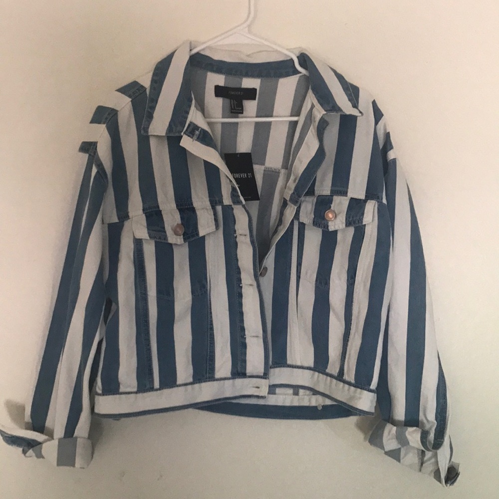Striped Oversized Denim Jacket